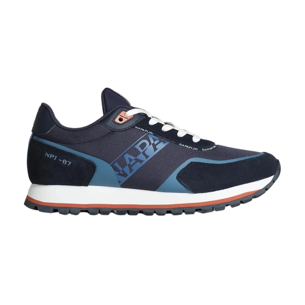 Napapijri Men's Blue Polyester And Leather Running Sneakers