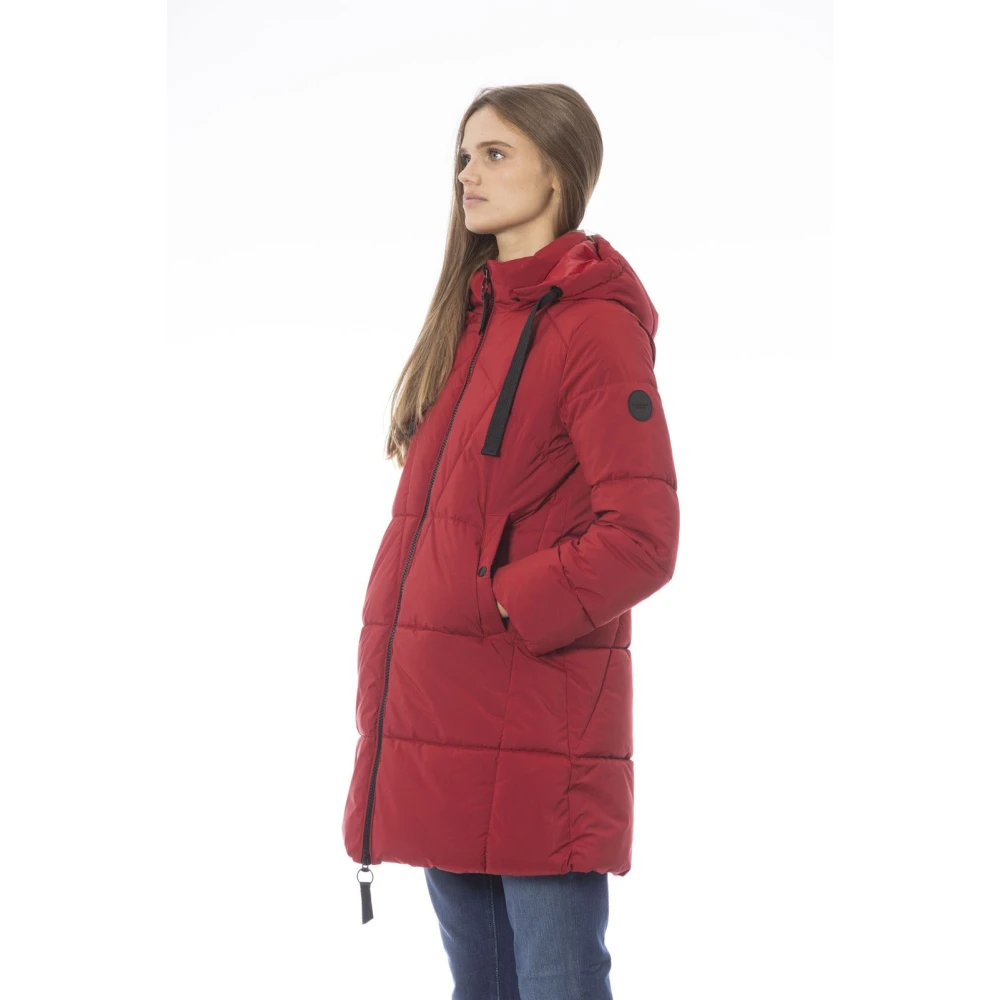 Baldinini Lange Pufferjas met externe zakken Red Dames