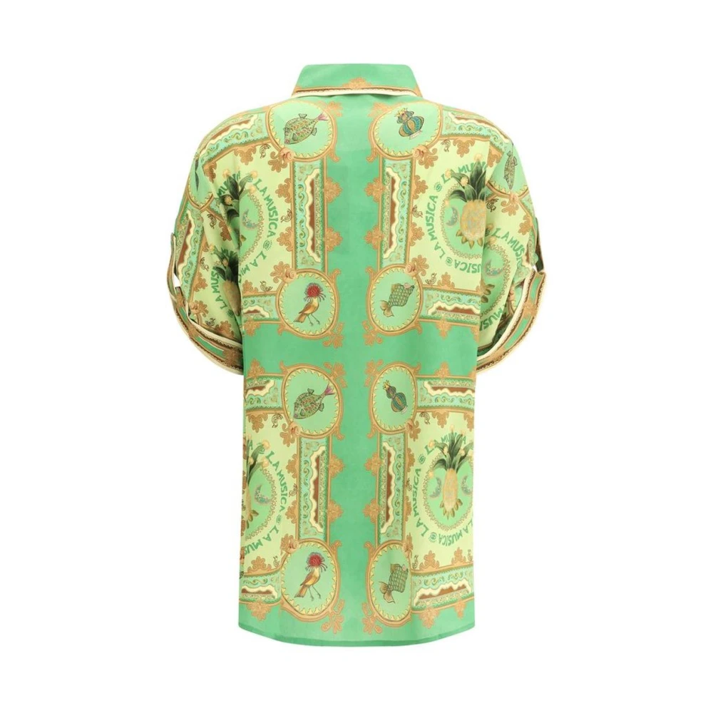 Alemais Zijden Shirt Groen Multicolor Patroon Multicolor Dames