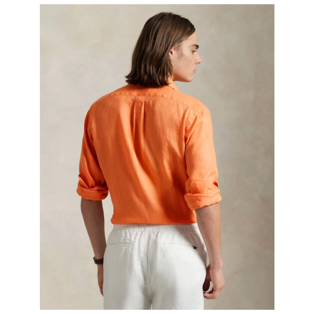 Polo Ralph Lauren Aangepaste Linnen Overhemd Orange Heren