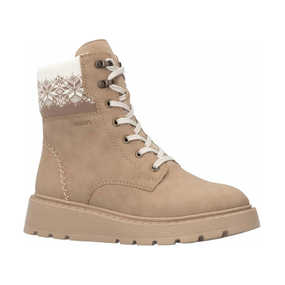 Rieker Women's Beige Lace-Up Boots, 4 Uk, Casual Ankle Boots