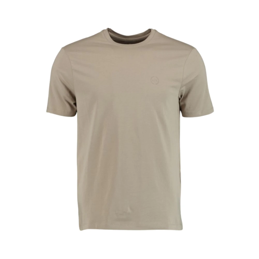Armani Exchange Men's Beige Cotton T-Shirt With Round Neck