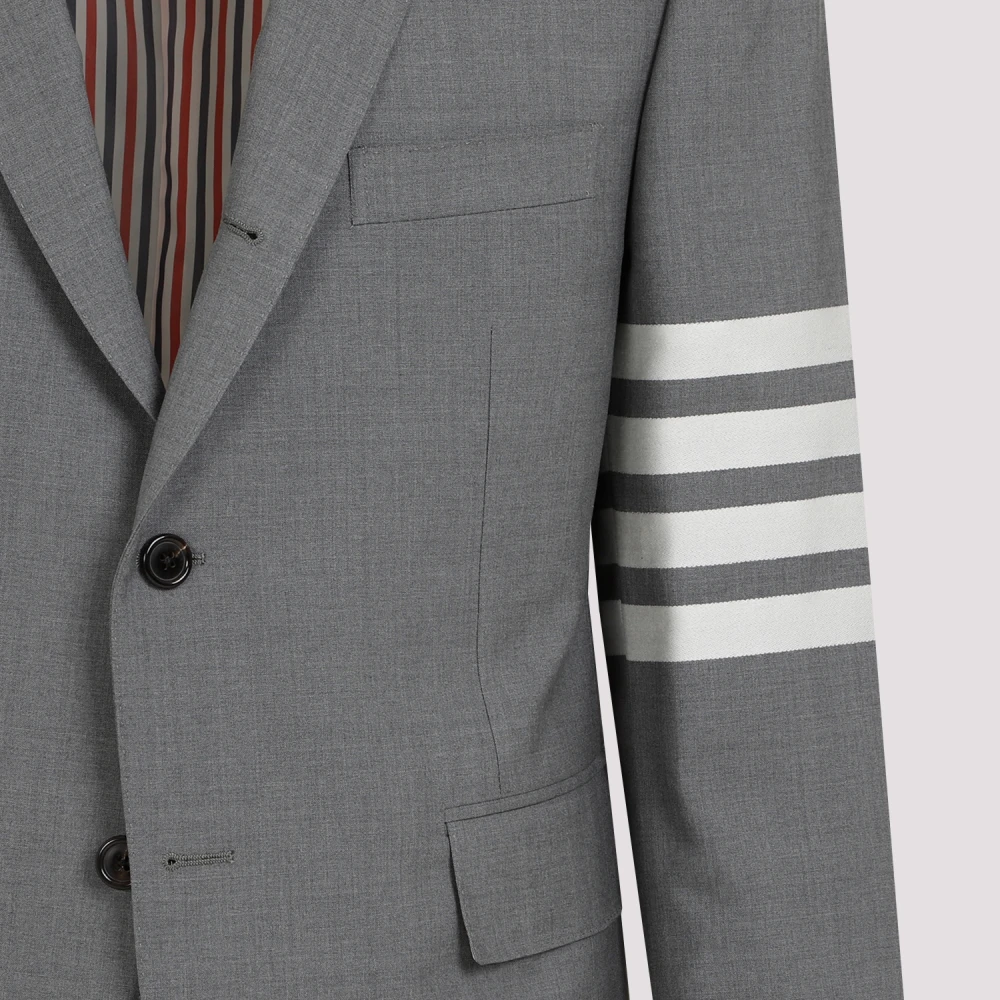 Thom Browne Grijze Wollen Blazer Jas Gray Heren