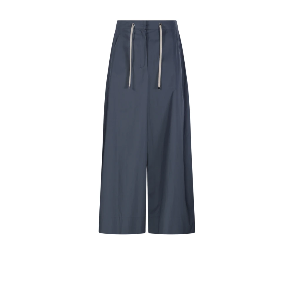 Max Mara Women's Blue Gufo Trousers - Wide Trousers - M - Trousers
