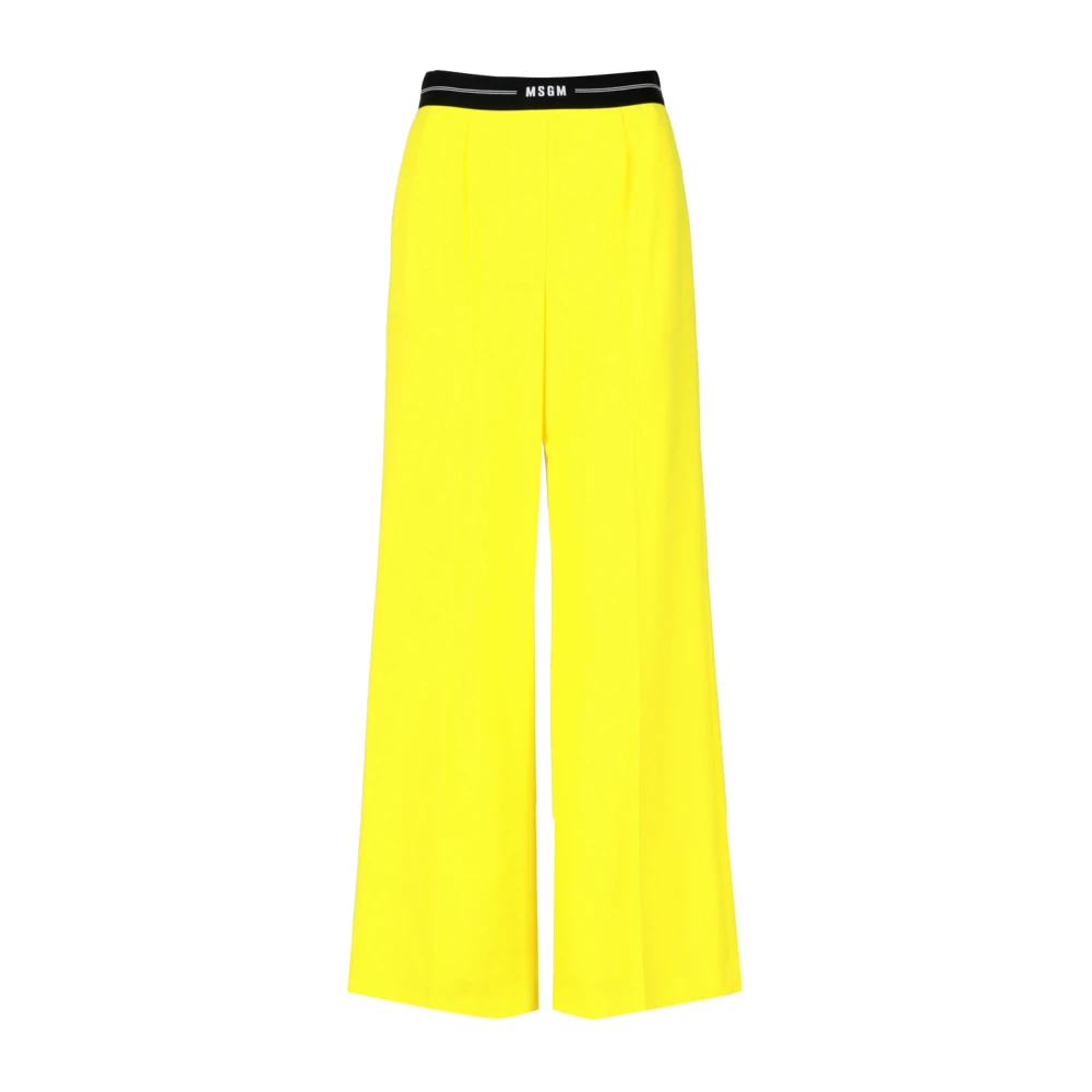 Msgm Gele Wollen Broek Rechte Pijp Yellow Dames