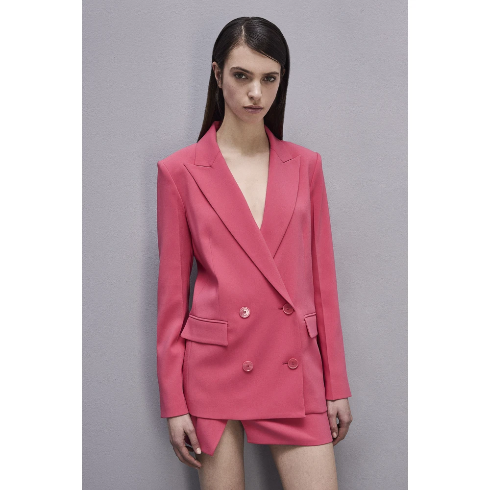 PATRIZIA PEPE JAS Essential double-breasted jas Pink Dames