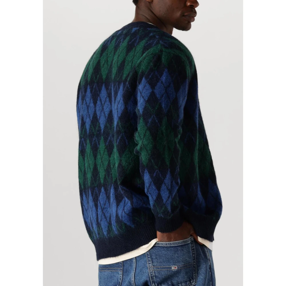 Selected Homme Relaxed Argyle Cardigan voor Heren Blue Heren