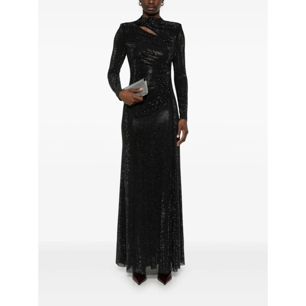 Self Portrait Zwarte Mesh Jurk met Strass Black Dames