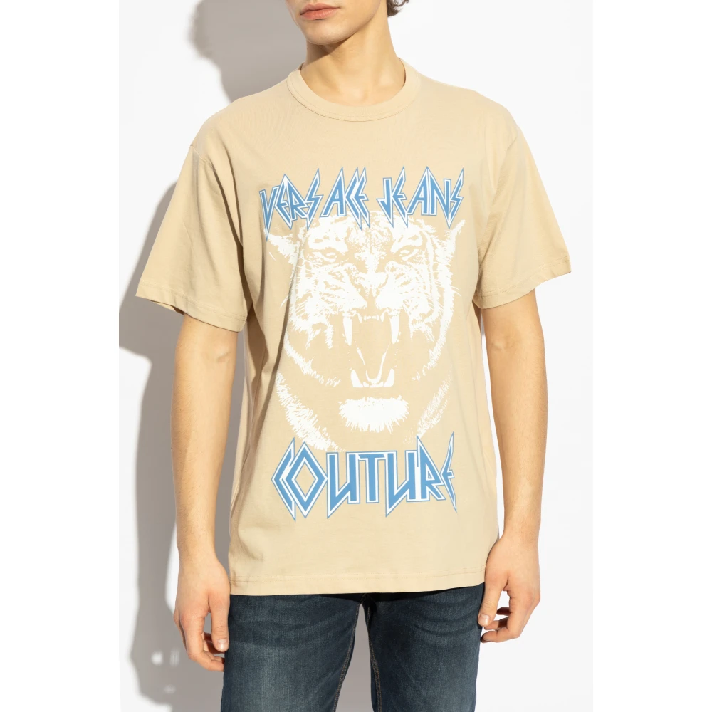 Versace Jeans Couture Bedrukt T-shirt Beige Heren