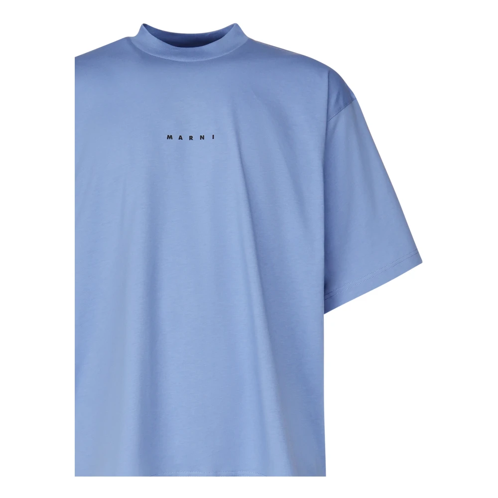 Marni Blauwe Logo Print T-shirts en Polos Blue Heren