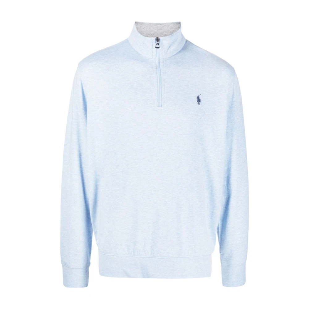 Polo Ralph Lauren Men's Blue Zip-Throughs, 2XL, Double Knit Half-Zip Jumper