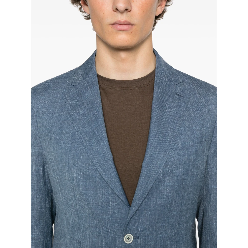 Eleventy Luxe Wol Zijde Linnen Pak Blue Heren