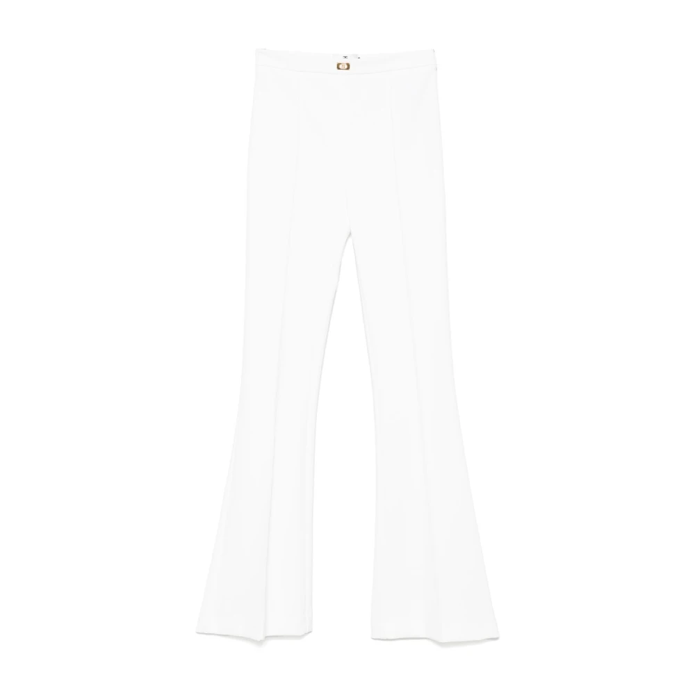 Elisabetta Franchi Witte Broek met Goudkleurig Logo White Dames