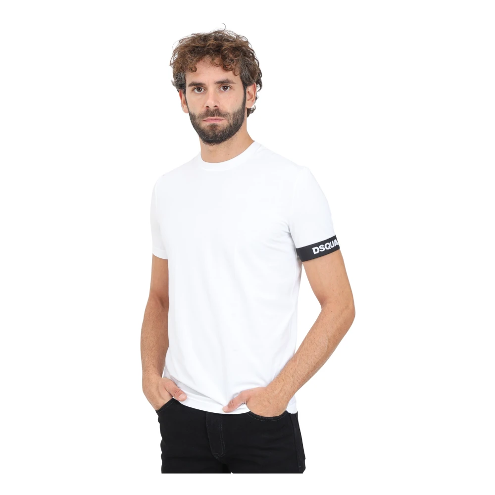 Dsquared2 Witte Katoenen T-shirt met Logopatch White Heren