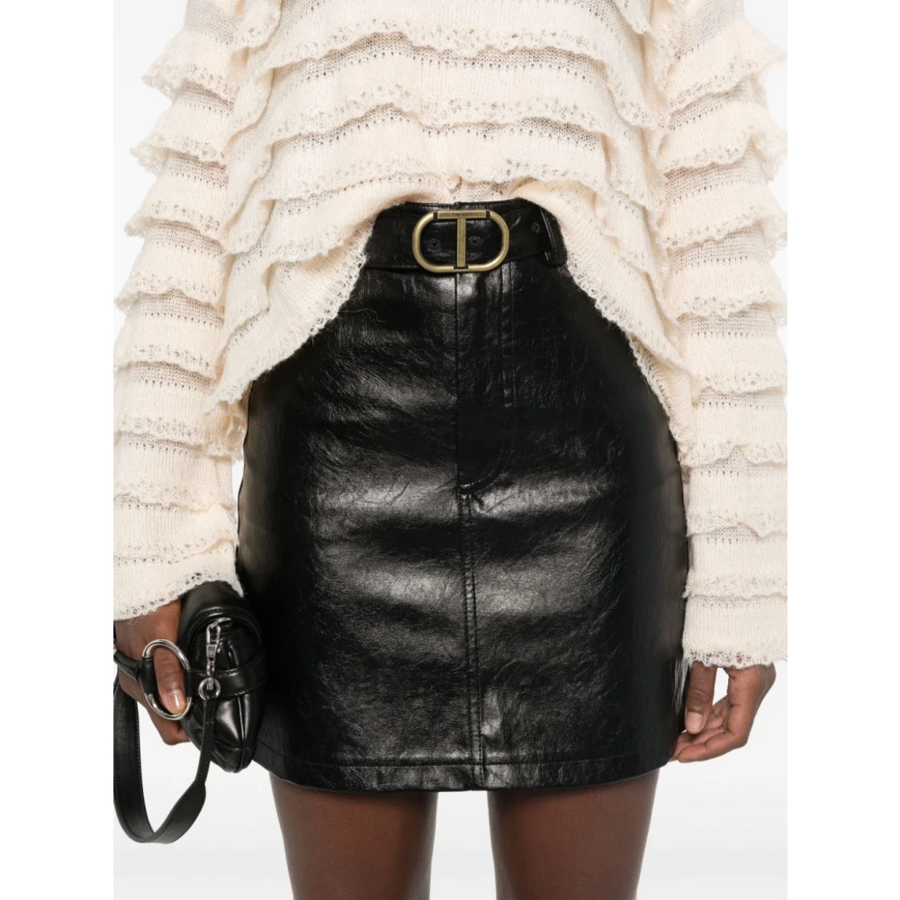 Twinset Zwarte Rok met Gebarsten Effect Black Dames