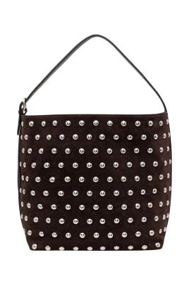 Studded Suede Shoulder Bag