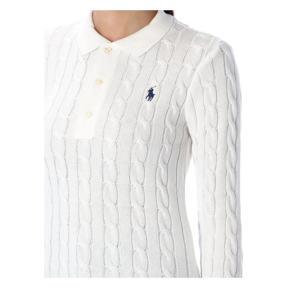 Polo Ralph Lauren Kabelgebreide Trui Lange Mouw White Dames