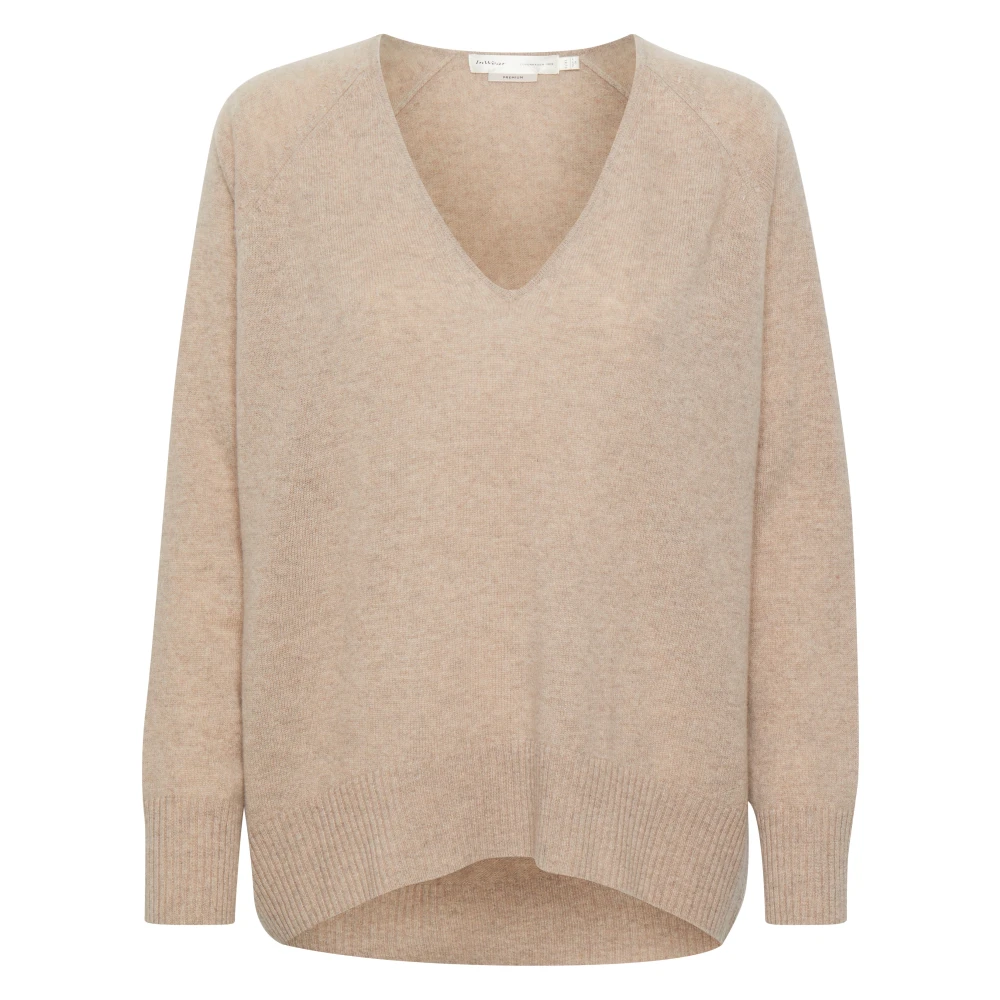 Inwear Women's Beige V-Neck Knitwear, Xs, Lukka V-Neck Pullover Premium