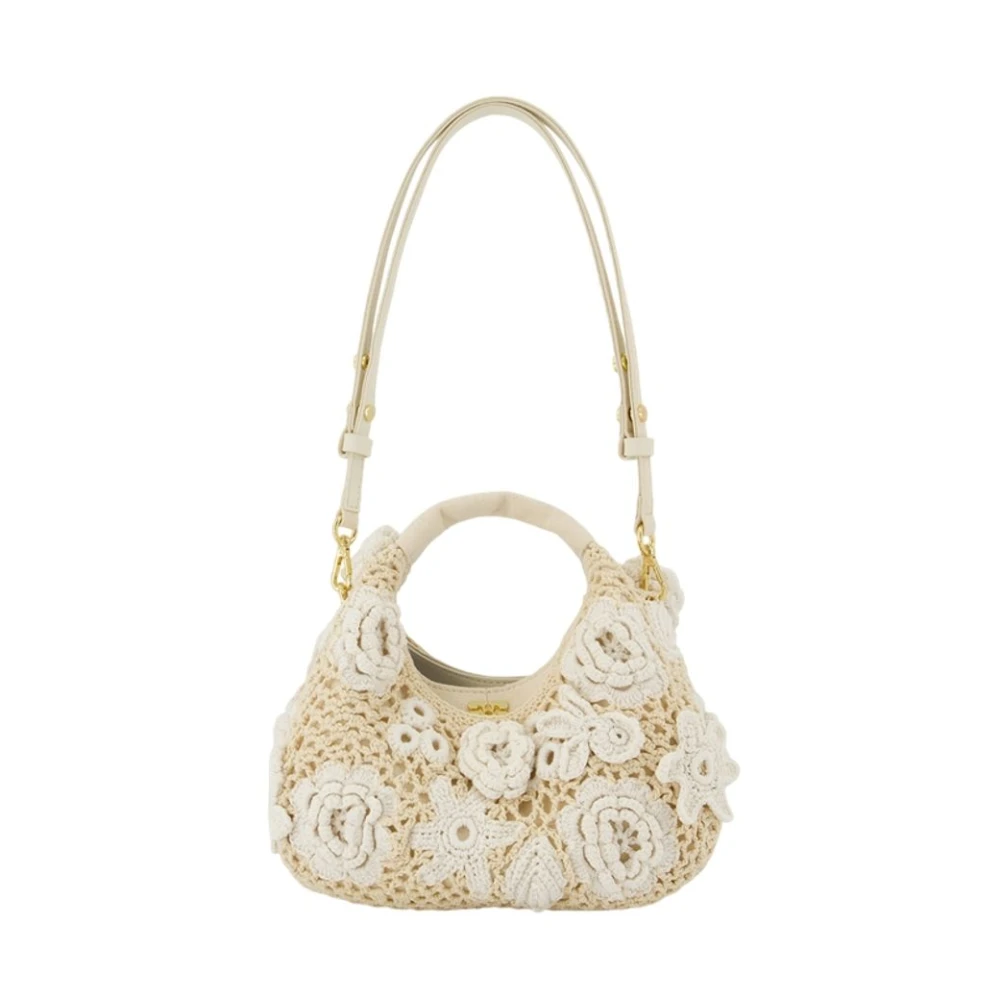 Ganni Women's White Mini Hobo Bag - Handbags - One Size - Bags