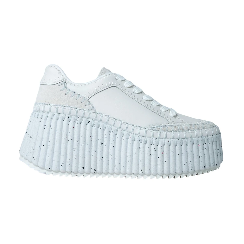 Chloé Leren sneakers met contrastpanelen Dames Schoenen Wit