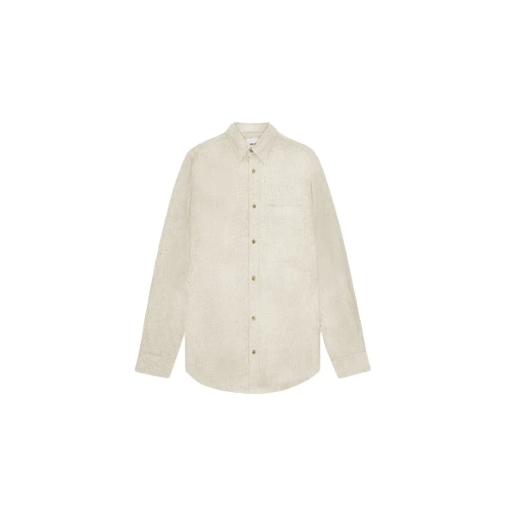 Nn07 Flanellen Katoenen Twill Overhemd Beige Heren