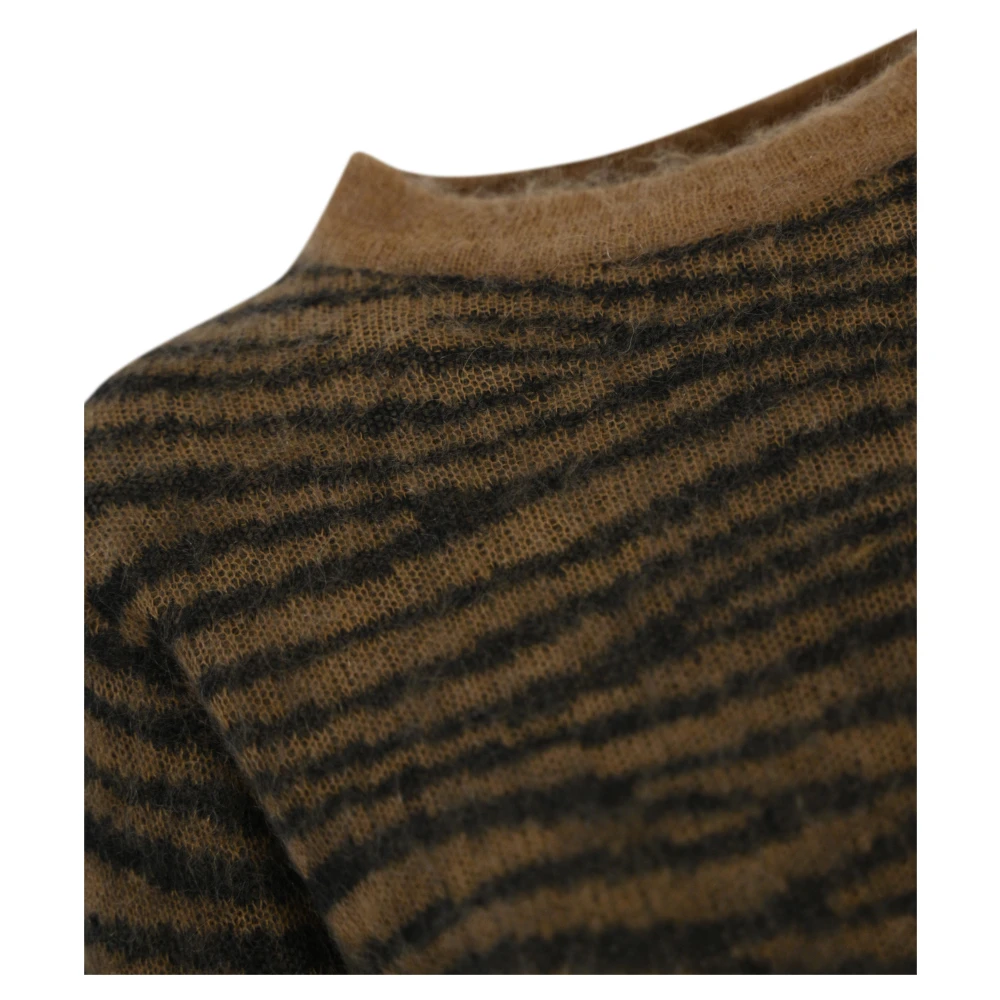 Max Mara Studio Tijgerprint Mohair Trui Brown Dames