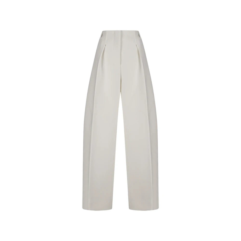 Jacquemus White Le Pantalon Ovalo - Female - Wide Trousers - S - Trousers