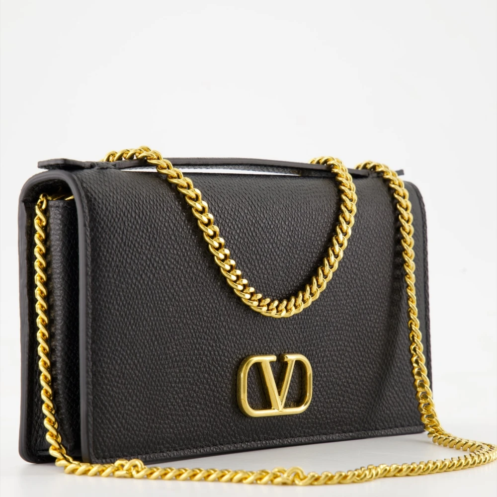 Valentino Garavani VLogo Ketting Portemonnee Zwart Leer Black Dames