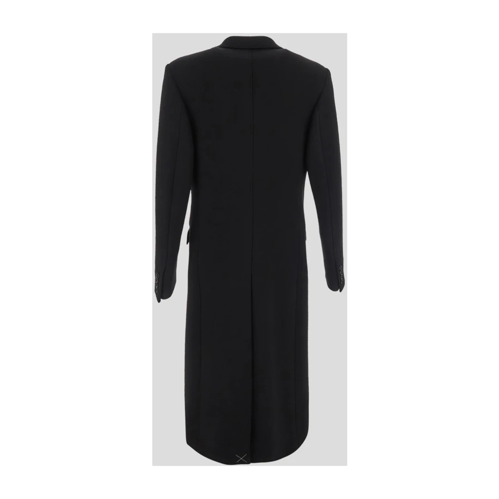 Dolce & Gabbana Zwarte Wollen Blend Peak Revers Jas Black Heren