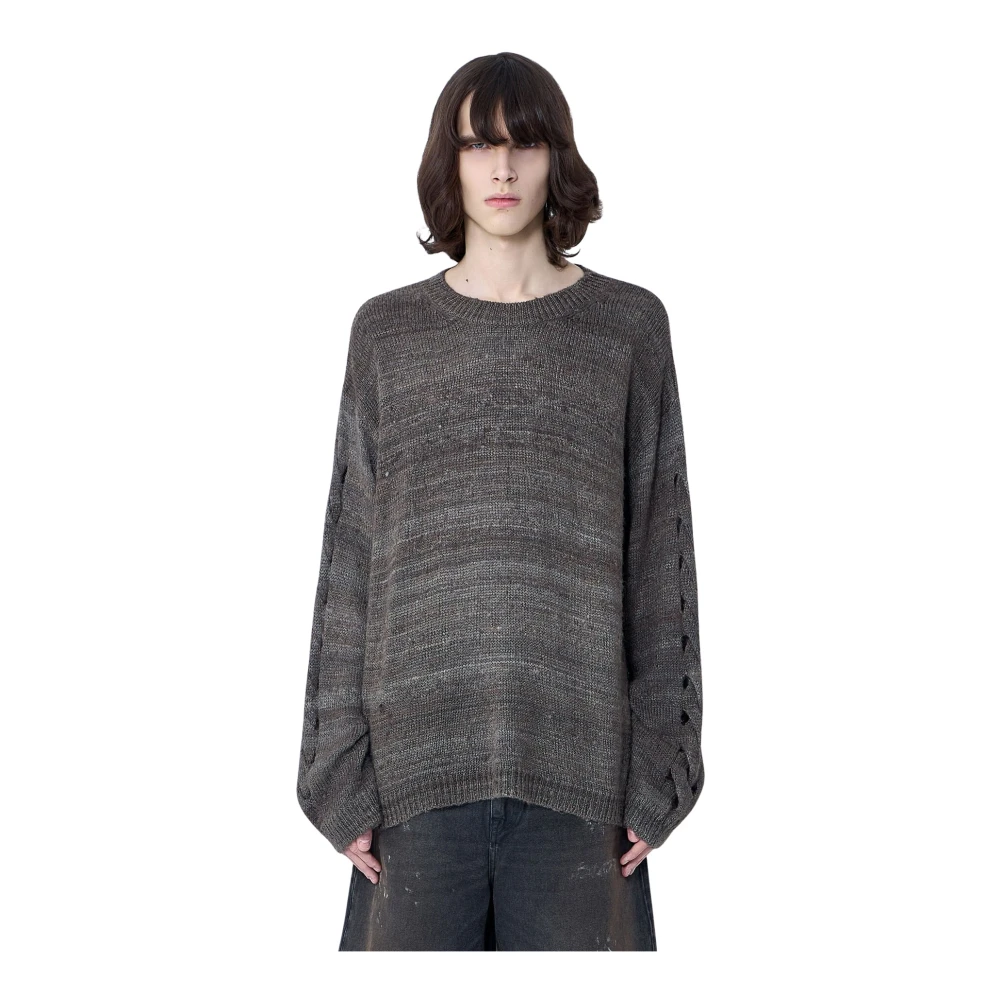 Our Legacy Men's Brown Popover Roundneck Jumper - Round-Neck Knitwear - Xl - Knitwear