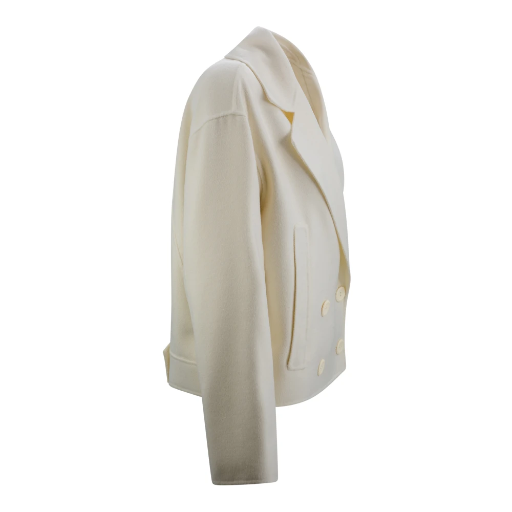 Max Mara Studio Celso Dubbelbreasted Jas White Dames
