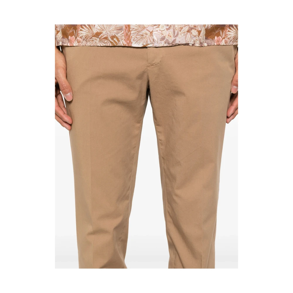 Incotex Kameelbruine broek met voorknoop Brown Heren