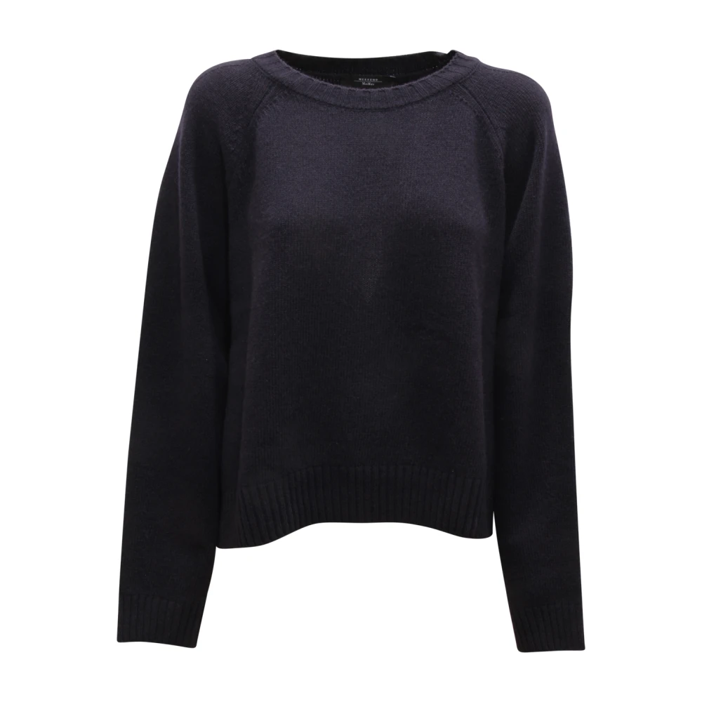 Max Mara Blue Gabbia Wool Jumper - Female - Round-Neck Knitwear - Xl - Knitwear