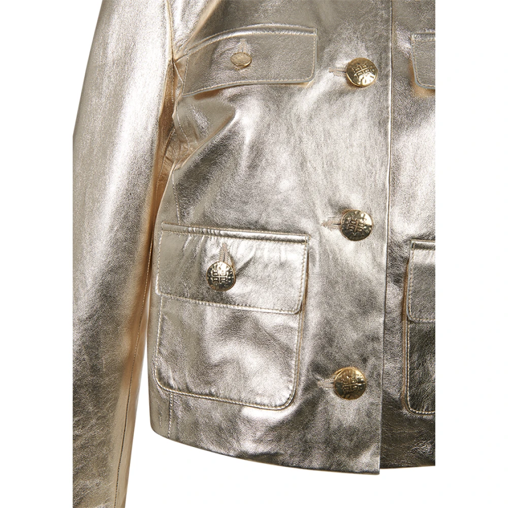 RIANI Metallic Leren Jas met zijzakken Yellow Dames