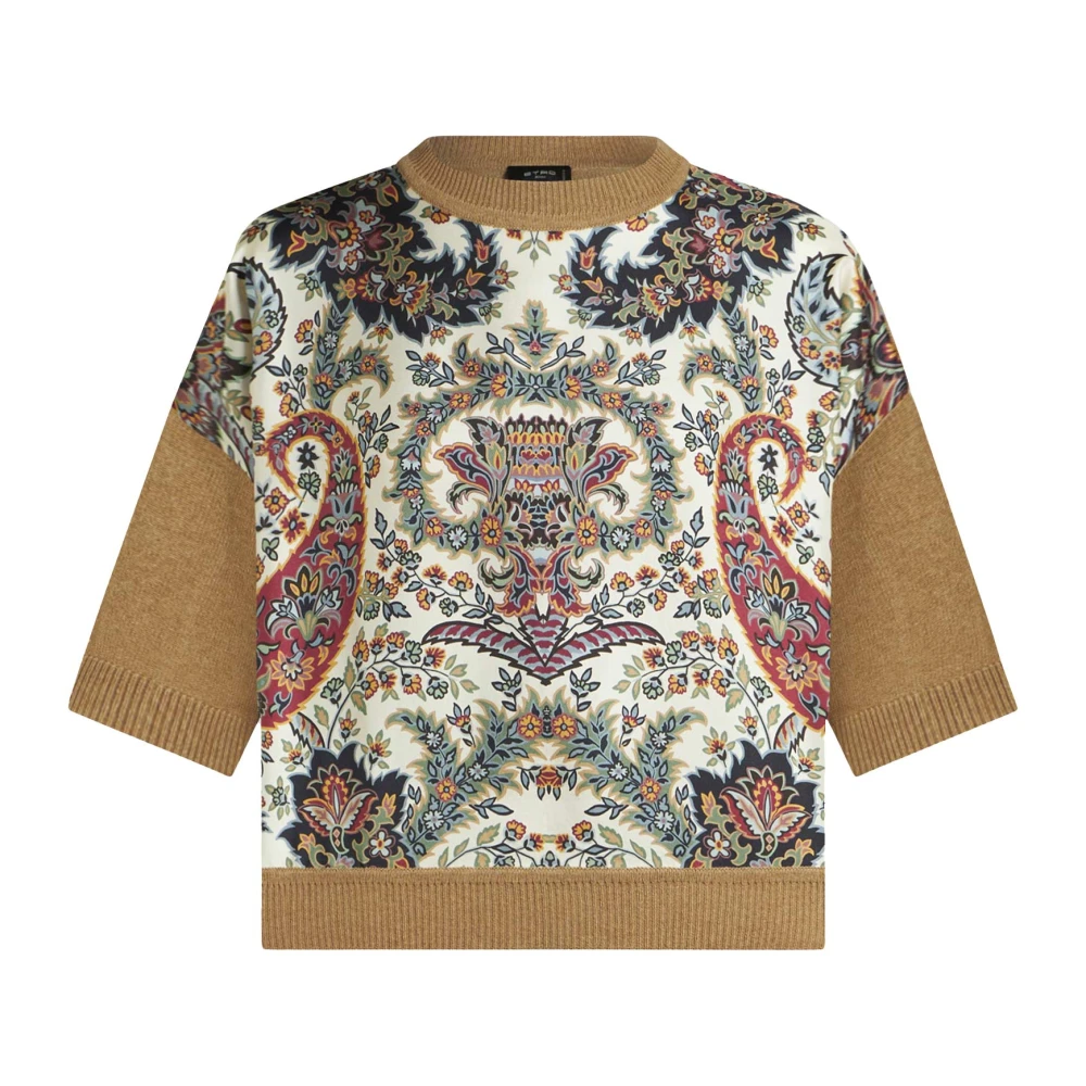 ETRO Beige Bloemen Paisley Cropped Sweatshirt Multicolor Dames