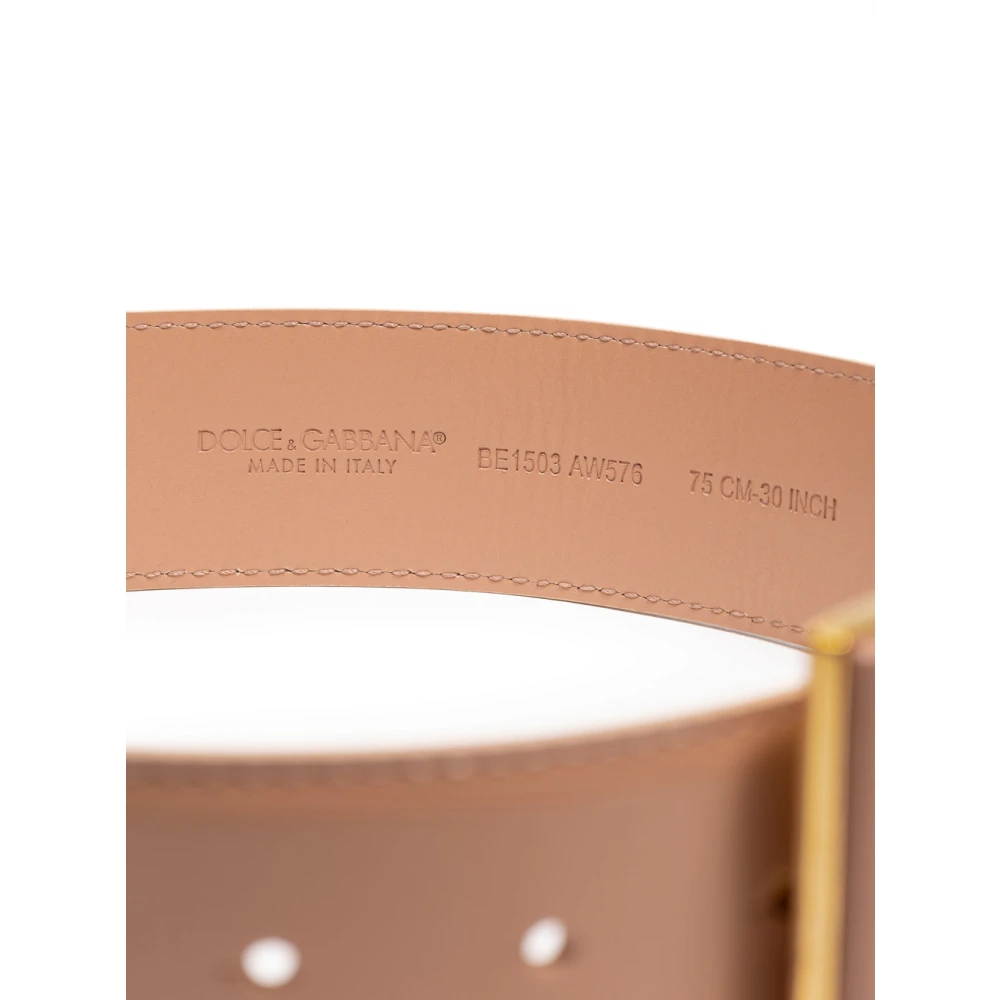 Dolce & Gabbana Leren riem met DG-logo Pink Dames