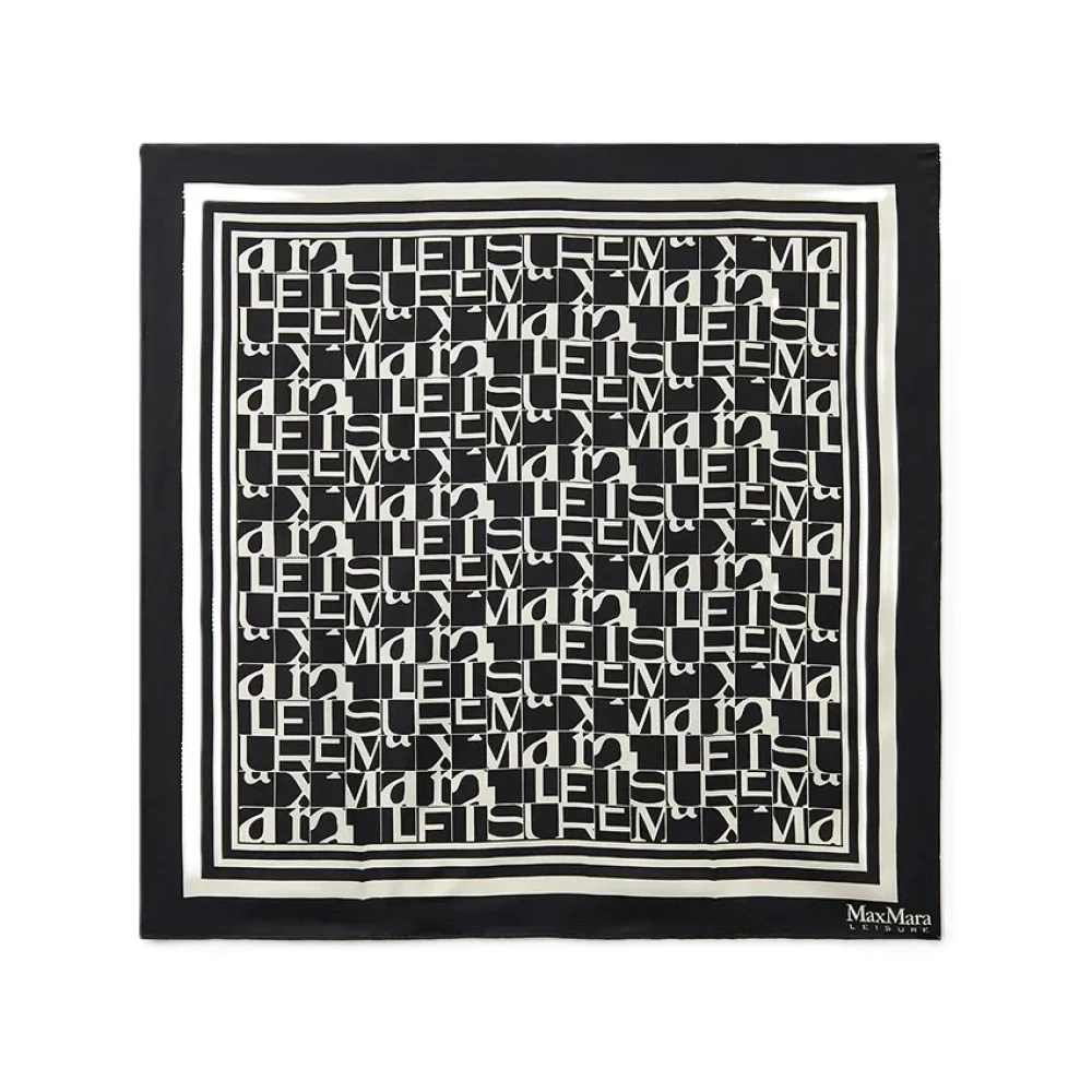 Max Mara Zijden sjaal met logobedrukking Black Dames