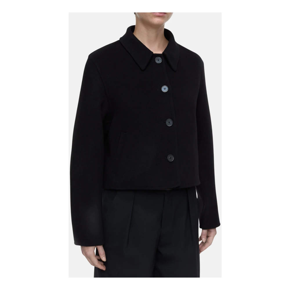 closed Geknipte Boxy Overhemdkraag Jas Black Dames