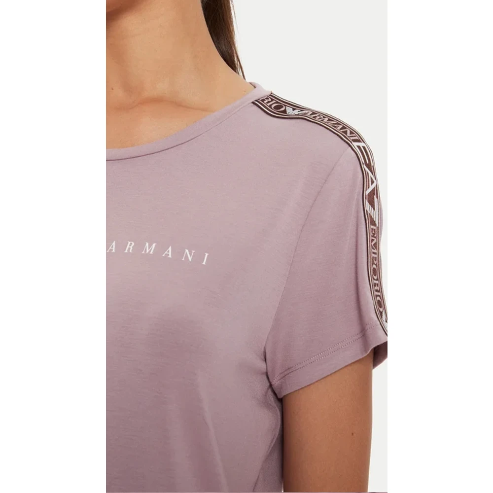 Emporio Armani EA7 Casual Katoenen T-shirt voor Mannen Purple Dames