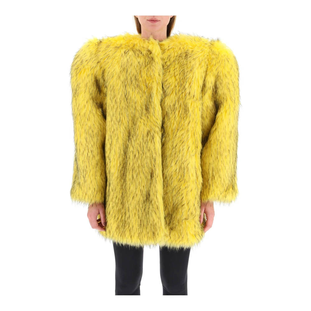Dolce & Gabbana Oversized Faux Fur Jas Yellow Dames