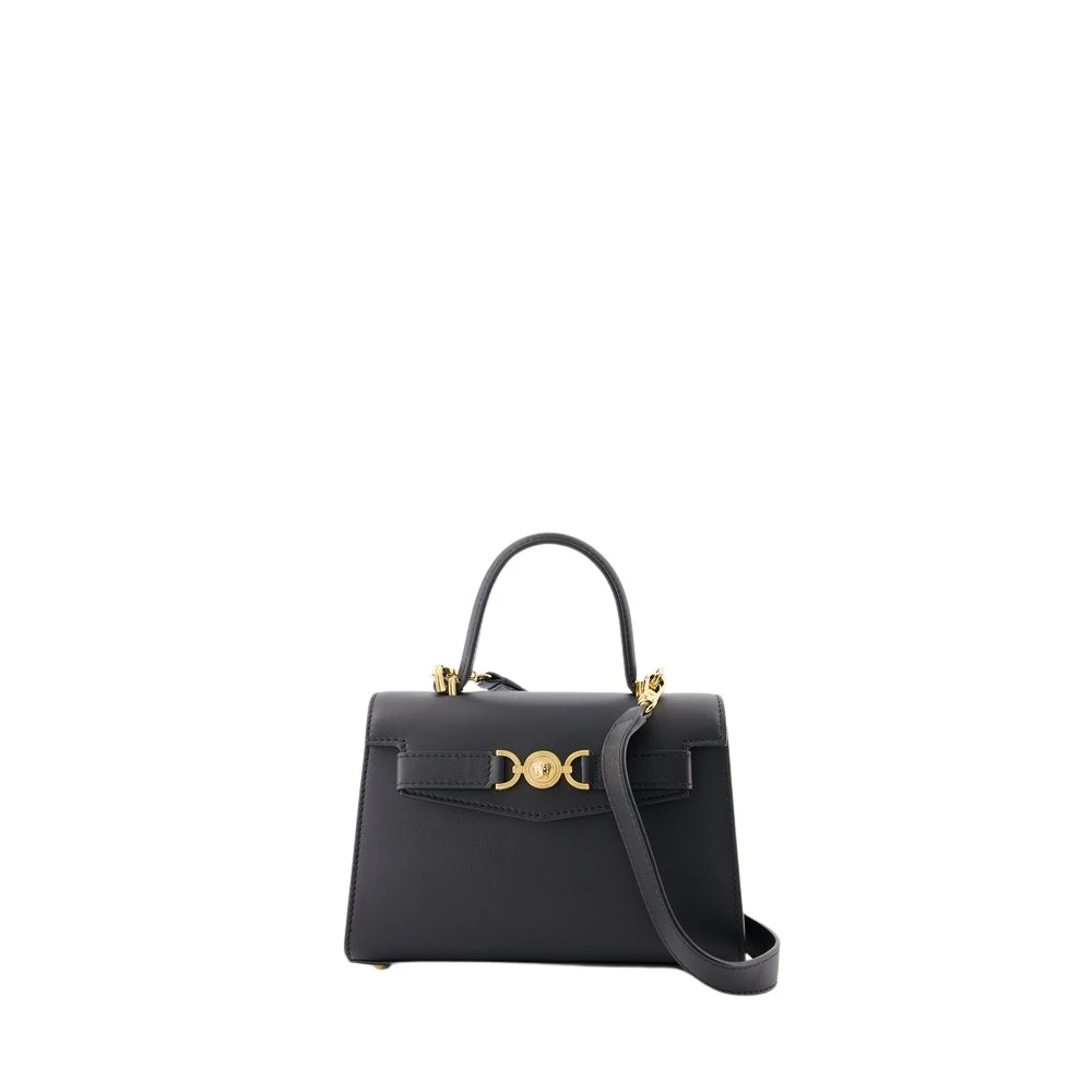 Versace Zwarte Leren Top Handtas Black Dames