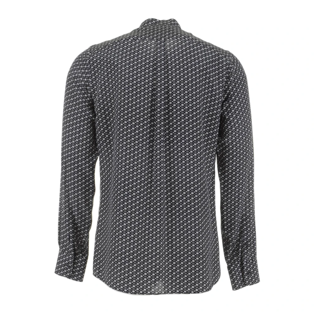 Dolce & Gabbana Mao Neck DG Logos Print Overhemd Black Heren