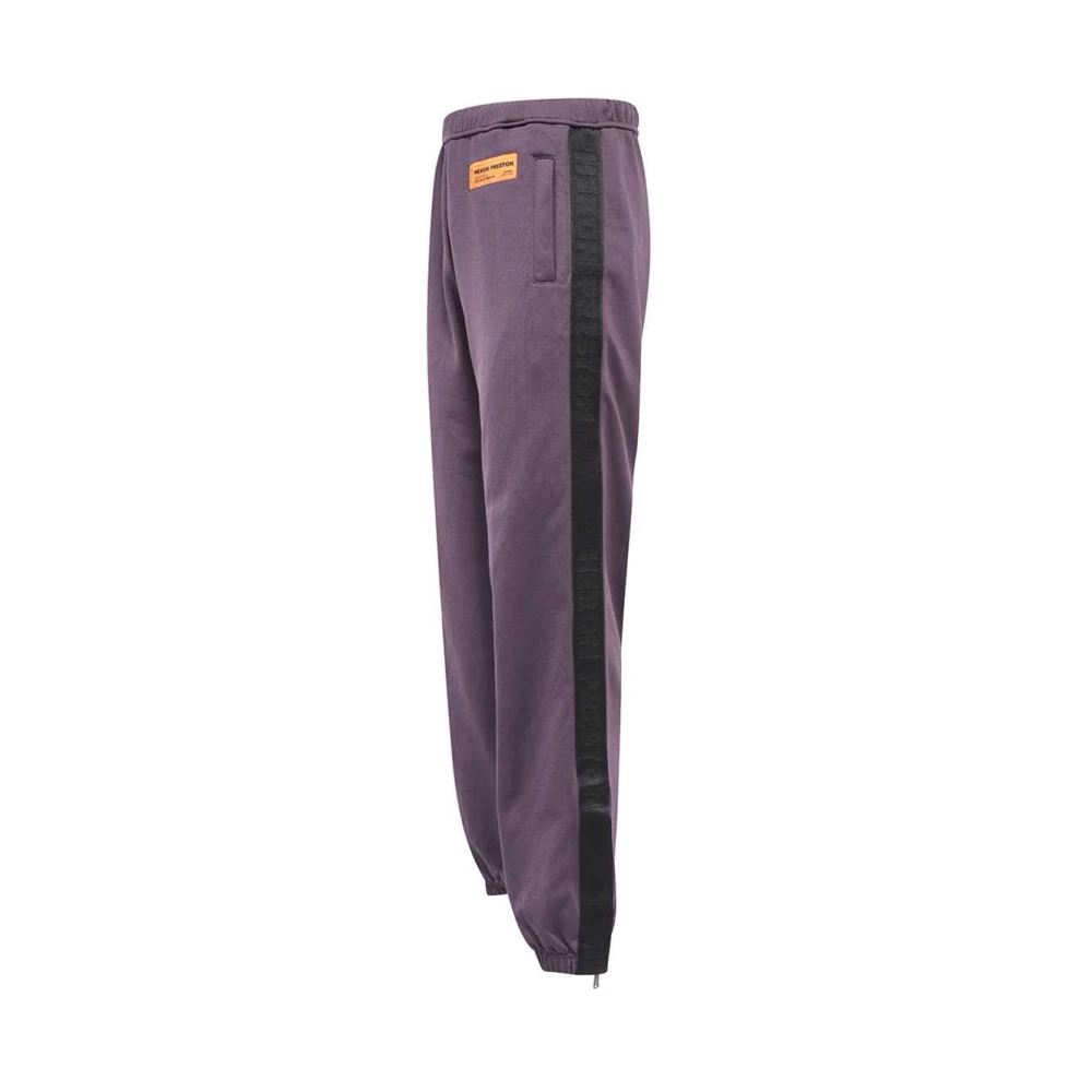 Heron Preston Contrast Streep Katoenen Broek Purple Heren