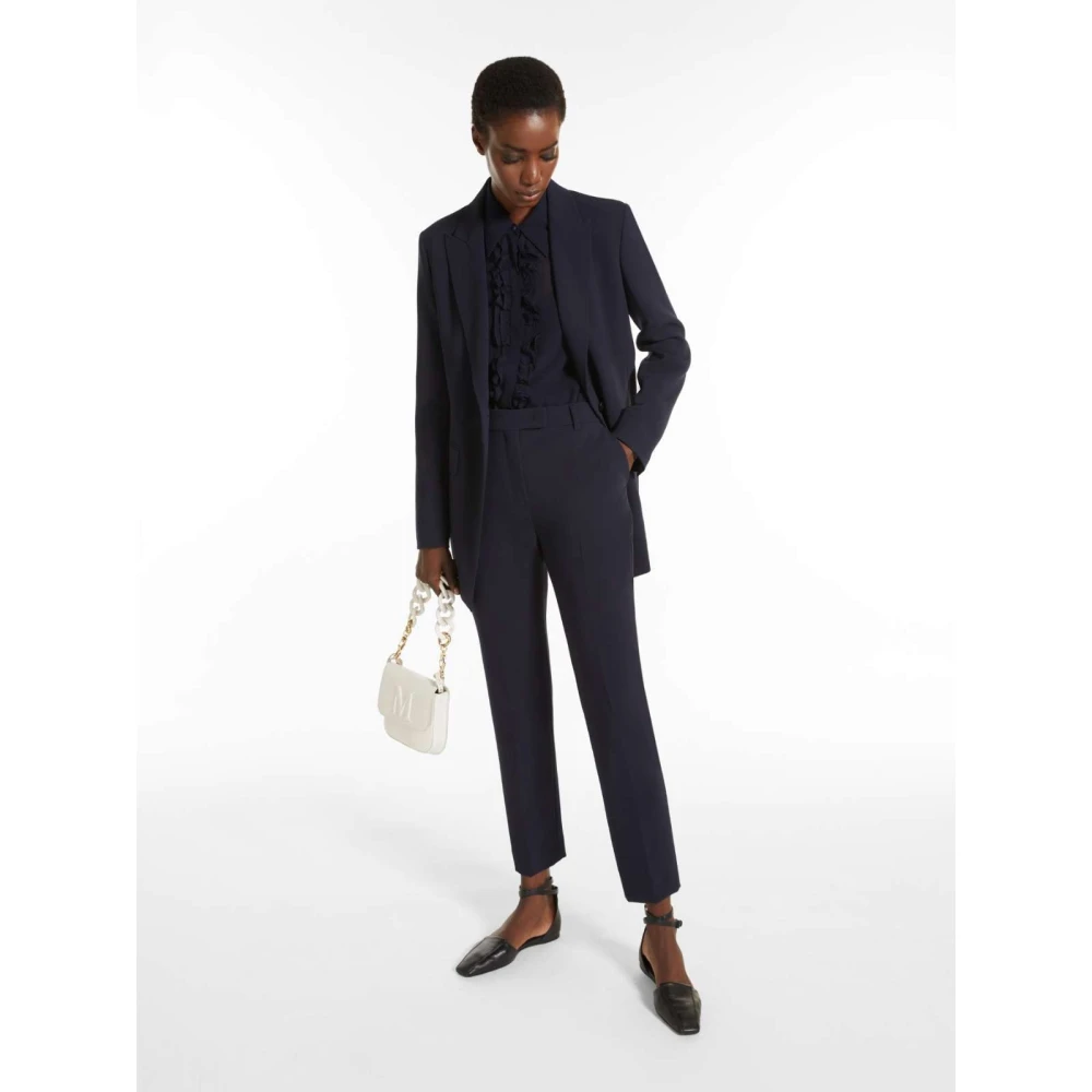 Max Mara Straight Leg Polyester Broek Blue Dames