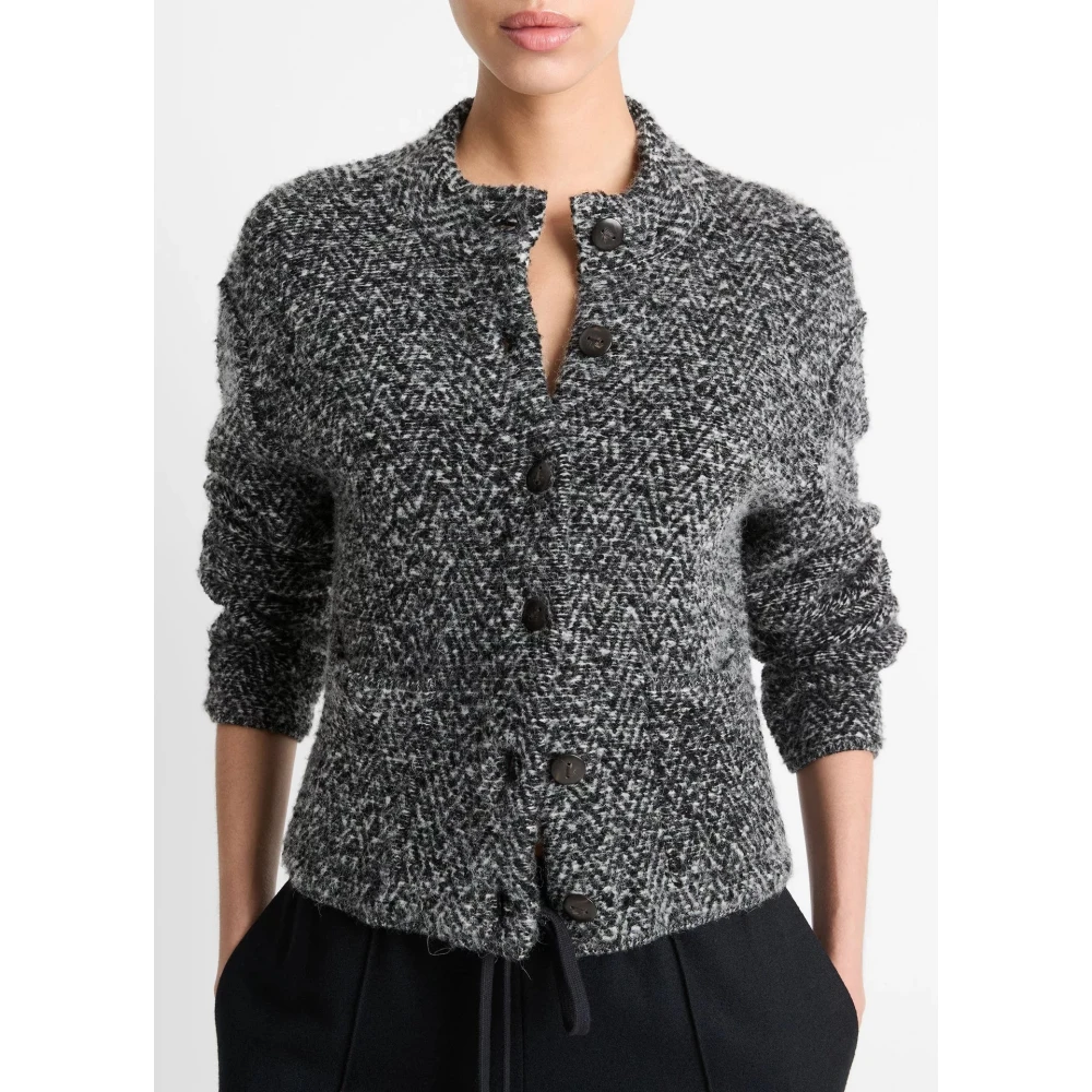 Vince Visgraat Cardigan Jas Black Dames