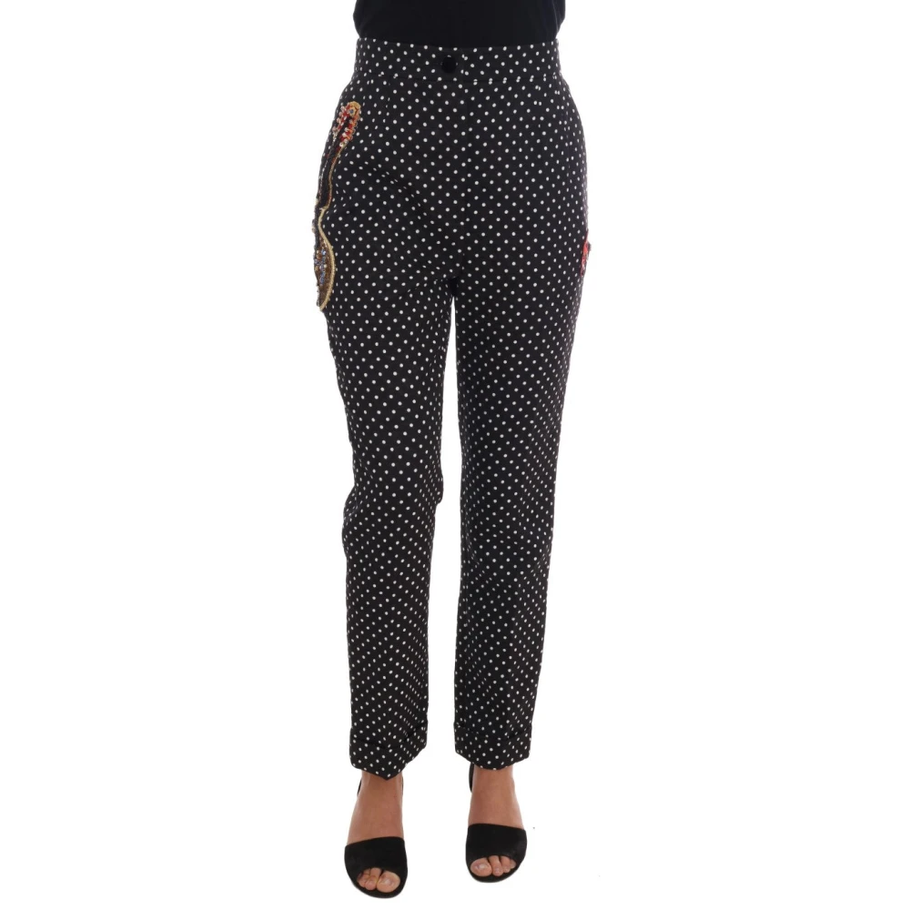 Dolce & Gabbana Women's Black Polka Dot Sicily Crystal Pants