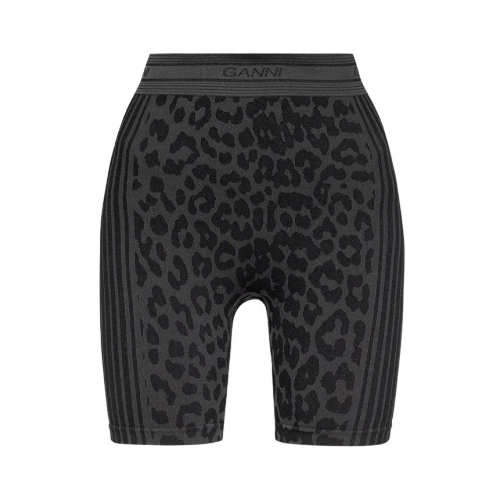 Ganni Zwarte Jacquard Seamless Shorts Black Dames