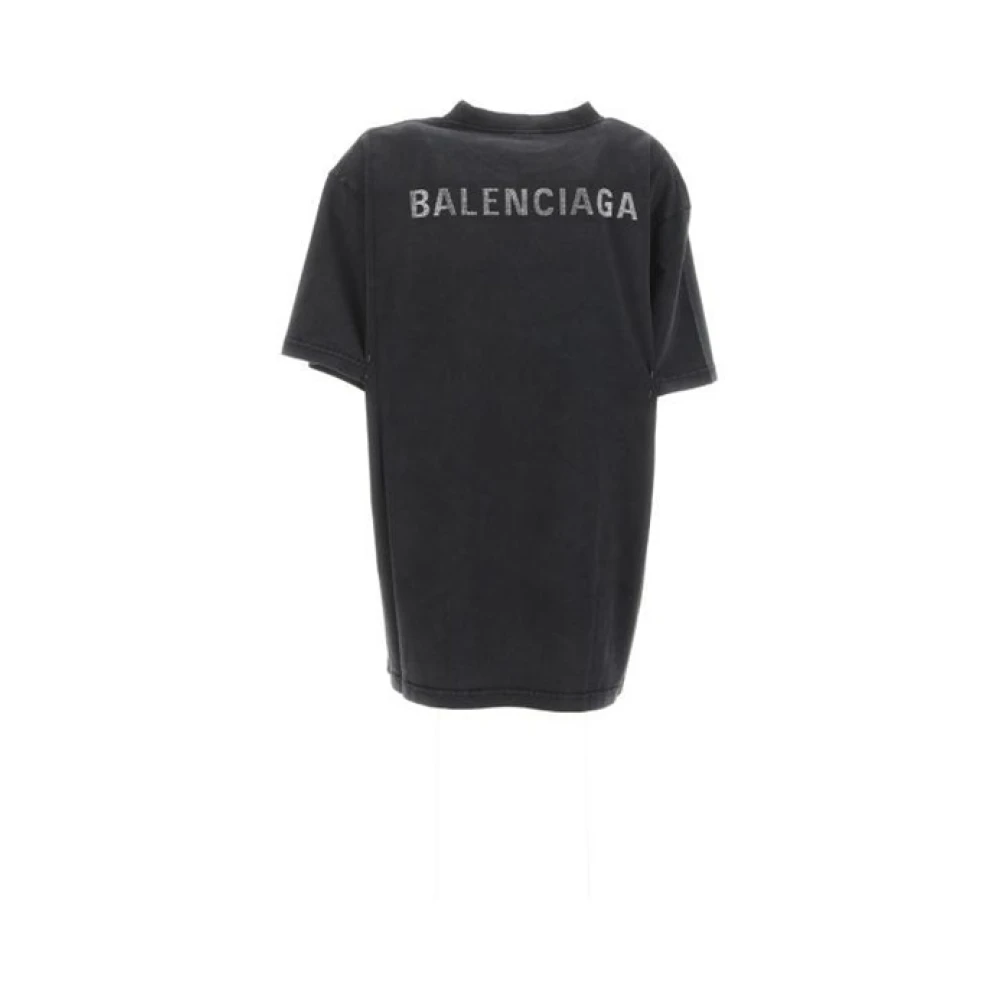Balenciaga Zwart Mirror T-Shirt voor Vrouwen Black Dames