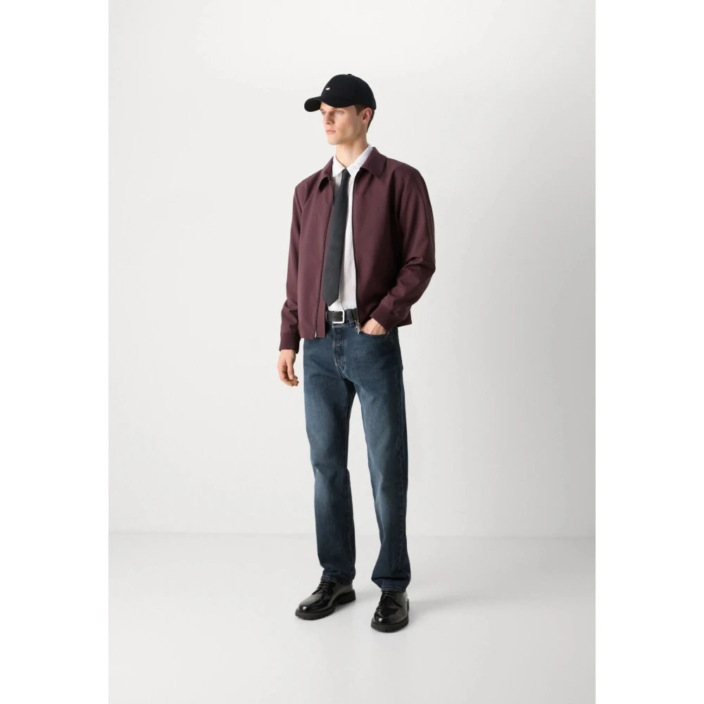 Boss Wing Collar Shirt Jacket Bordeaux Red Heren