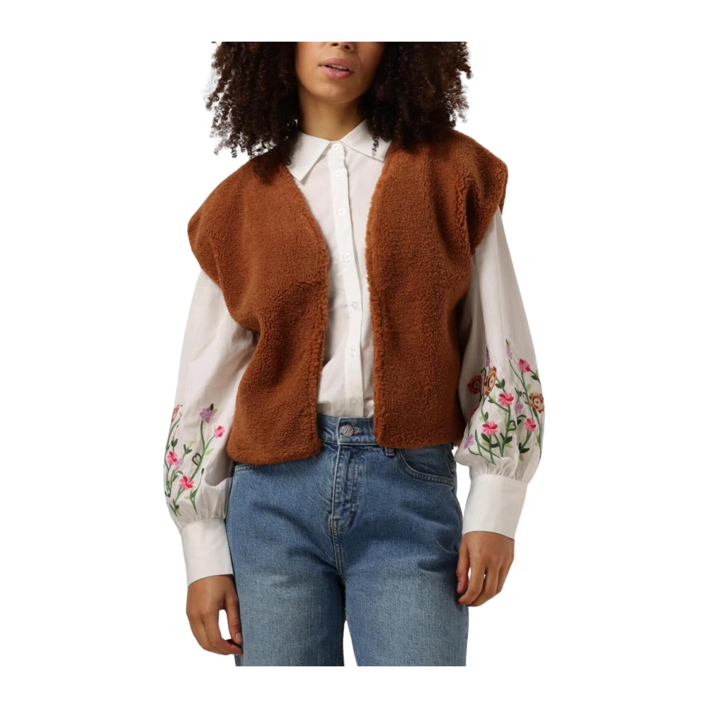 Ydence Sophie Dames Camel Blazer Vest Brown Dames